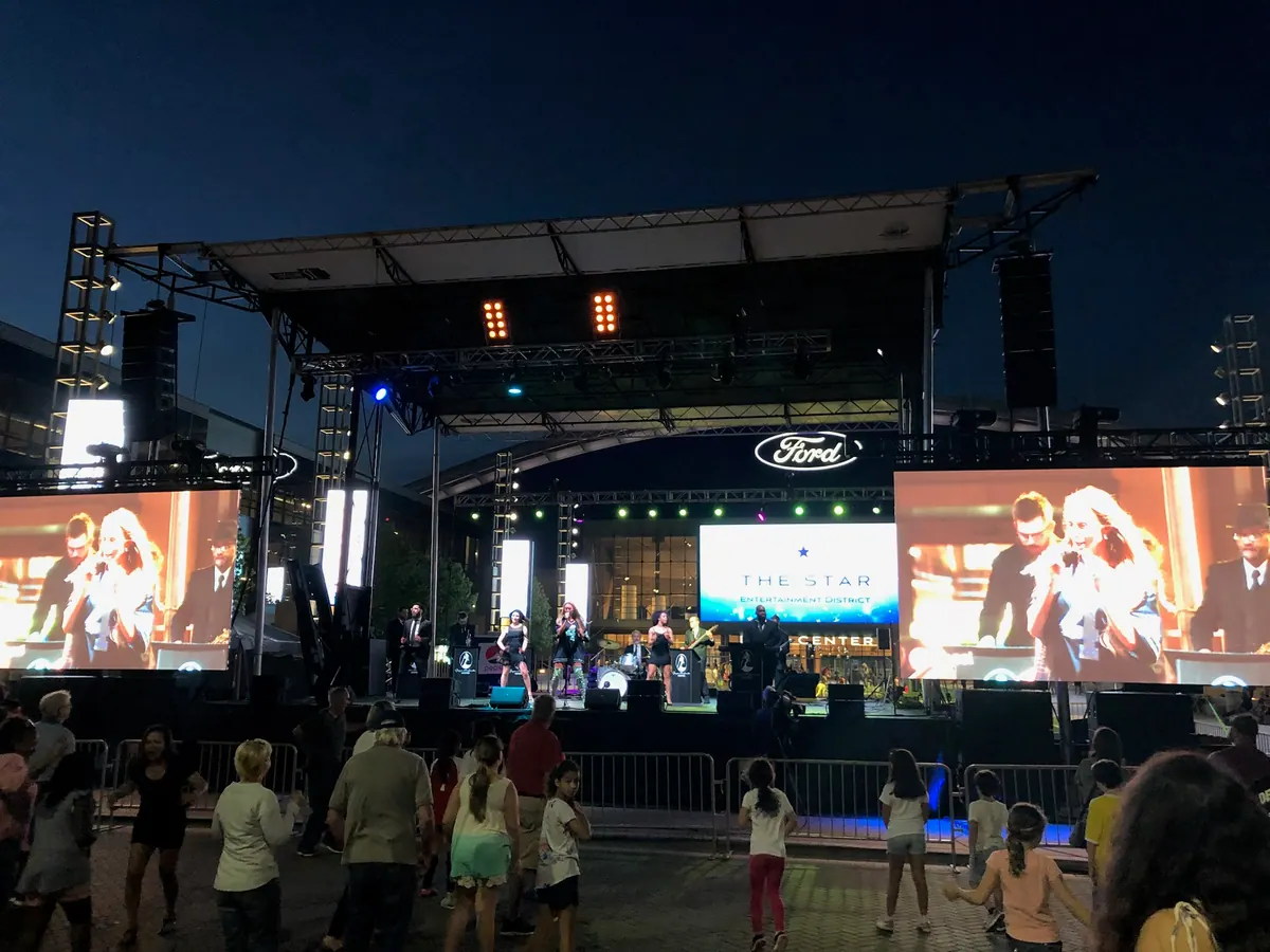 Concert stage at dusk, The Star in Frisco