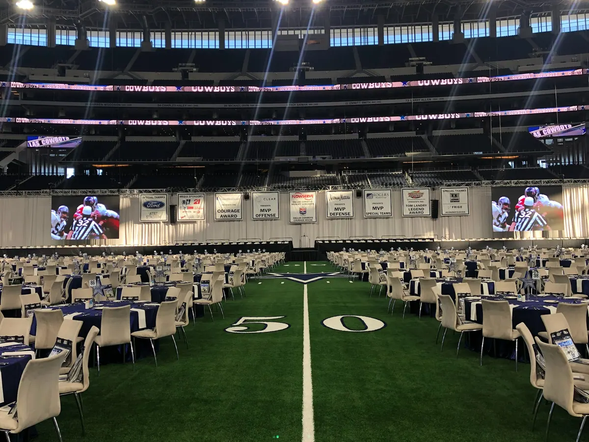 Dinner on the 50-yard line, AT&T Stadium