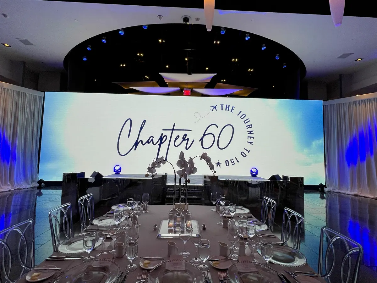 LED backdrop behind the head table