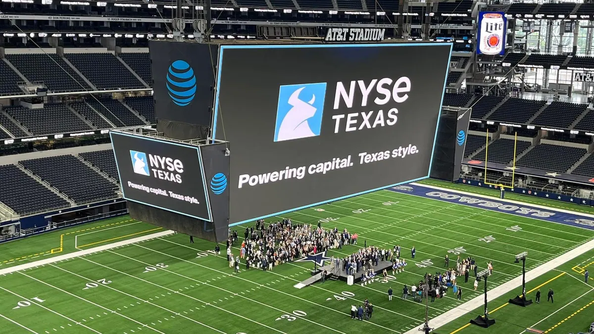 Field event beneath the center-hung videoboard, AT&T Stadium