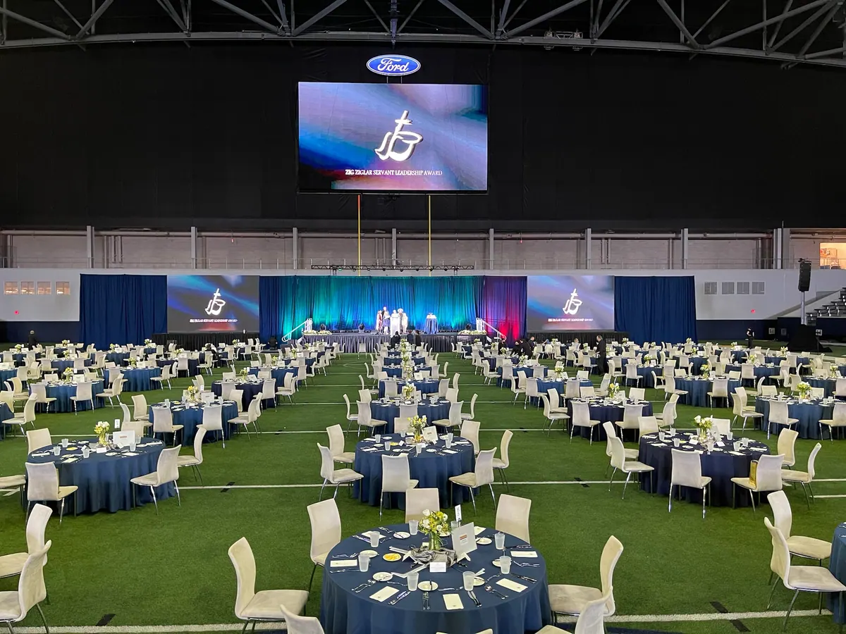 Dinner program with stage and screens, Ford Center at The Star