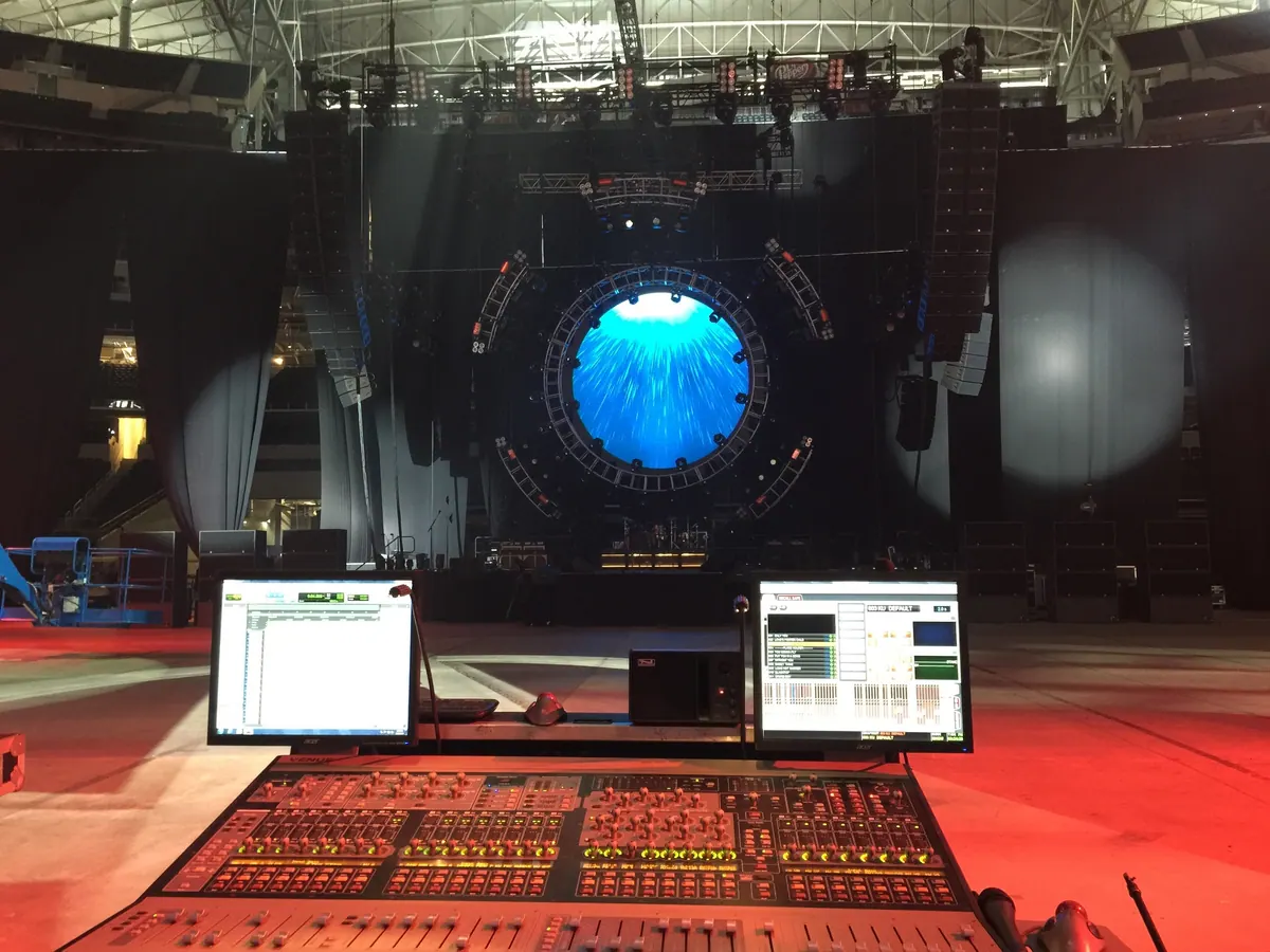 Console and rig during load-in