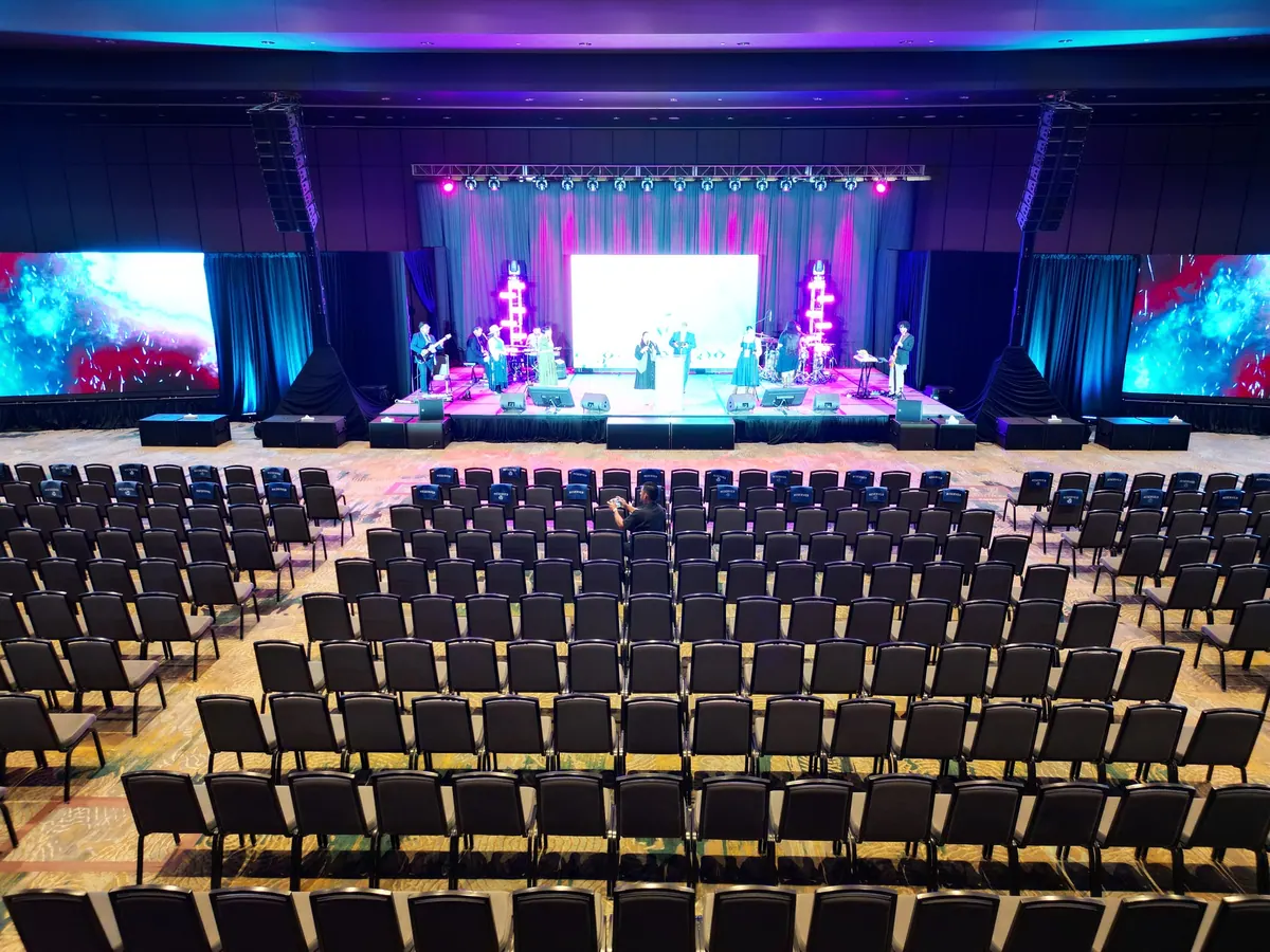 Ballroom stage with LED side screens